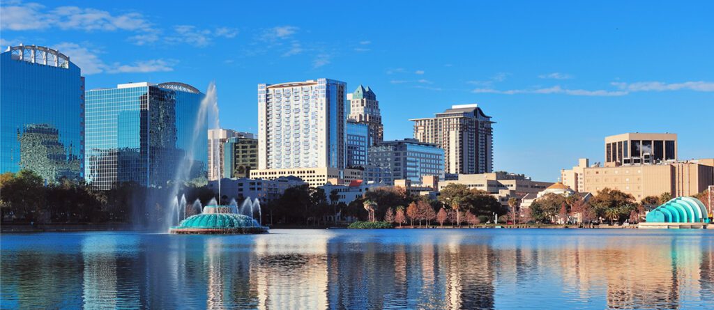 A view of the city skyline from across the water.